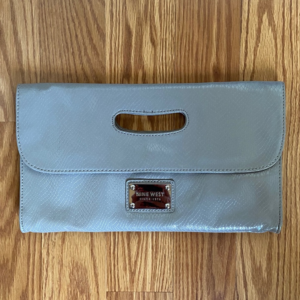 Nine West Gray Alligator Clutch